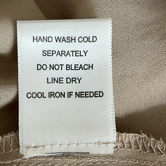 Ro & De Surplice Long Sleeve Hi Lo Hem Blouse in Tan - Size Small - Picture 6 of 6